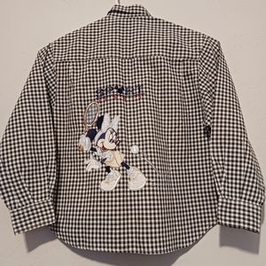 Minnie Mouse Tennis Shirt Embroidered Sz8/10 Girls Black/White Disneylandia